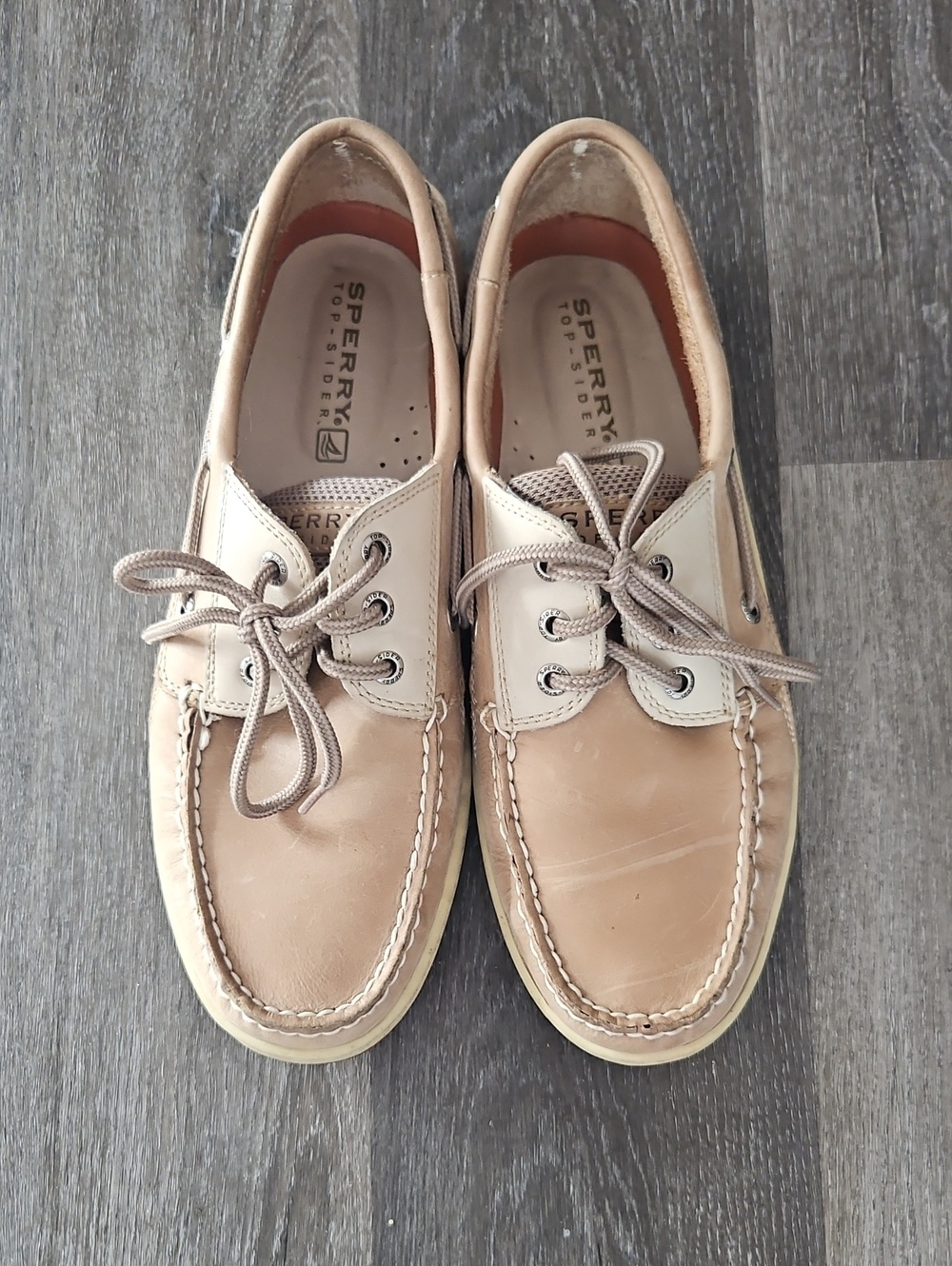 Sperry Men's Beige/Tan Leather 2-Eye Boat Shoes